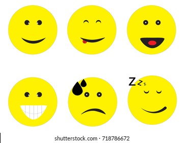 emoticon emoji set on white background. emoticon sign.