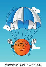 emoticon emoji skydiving cartoon with parachutes and glasses. cute chibi cartoon mascot vector