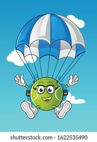 emoticon emoji skydiving cartoon with parachutes and glasses. cartoon mascot vector