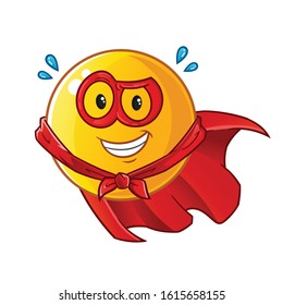 emoticon emoji super hero smiling cartoon with mask and robe. cute chibi cartoon mascot vector