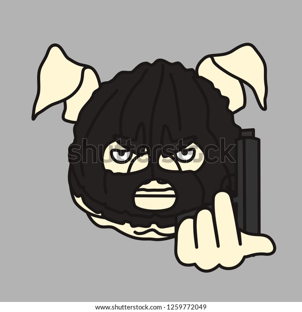 Emoticon Emoji White Fat Pig Robber Stock Vector Royalty Free