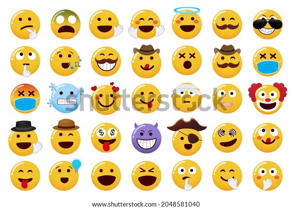 Emoticon Emojis Vector Set Emoji Characters Stock Vector (Royalty Free ...