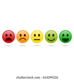 Emoticon evaluation icon, feedback icon, smiley with different mood. Vector.