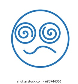 emoticon expressing confusion, funny confused cartoon character with simplistic facial expression, simple hand drawn line icon from a set, circle or ball shaped emoji, eps 10