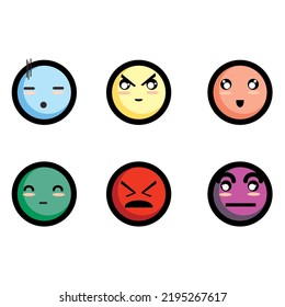 emoticon expression ilustration vector with color fun