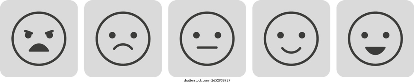 Emoticon Expressions Vector Set – Diverse Feedback Icons with Different Moods