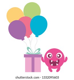 emoticon face with balloons helium and gift