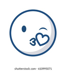 emoticon face blowing kiss icon over white background  vector illustration