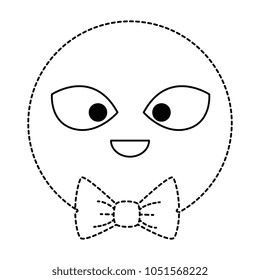emoticon face with elegant bowntie kawaii character