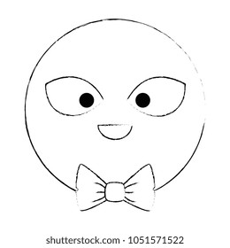 emoticon face with elegant bowntie kawaii character