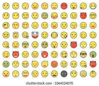 Emoticon with face expression, filled outline design