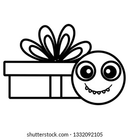 emoticon face with giftbox present