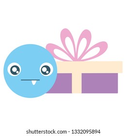 emoticon face with giftbox present