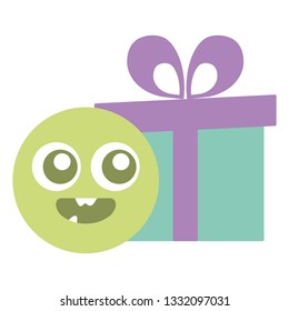 emoticon face with giftbox present