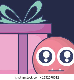 emoticon face with giftbox present