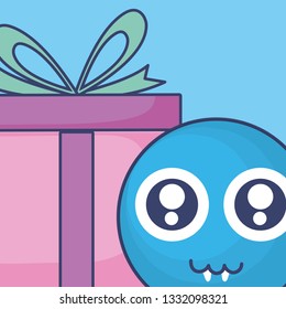 emoticon face with giftbox present