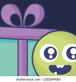 emoticon face with giftbox present