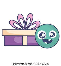 emoticon face with giftbox present