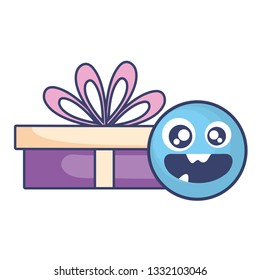 emoticon face with giftbox present