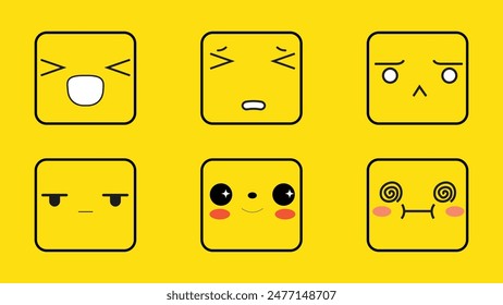 Emoticon Face Graphic Vektorgrafik Set