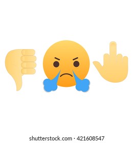 Emoticon Face Hand Icon Meaning Fuck Stockvektor Royaltyfri