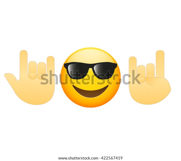 Emoticon Face Hand Icon Meaning Rock Stockvektor Royaltyfri Shutterstock