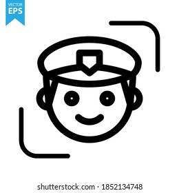 Emoticon face with hat vector line icon. Eps10 vector illustration.