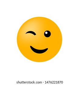 Emoticon face isolated on white background. Winking smile vector icon