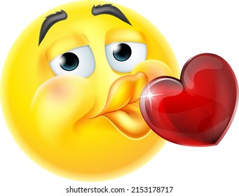 An emoticon face kissing heart cartoon icon