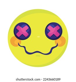 icono de estilo psicodélico de cara emoticono