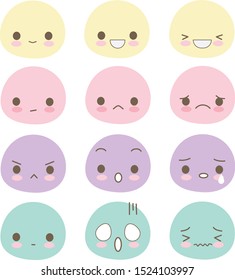 Emoticon face smile cartoon happy vector with pastel color.