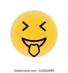 Emoticon face square with tongue out of the mouth and closed eyes icon vector icon. Simple element illustration. Emoticon face square with tongue out of the mouth and closed eyes symbol design. Can be