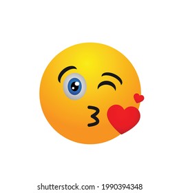 Emoticon. Face Throwing a Kiss. Icon. Element. Vector illustration