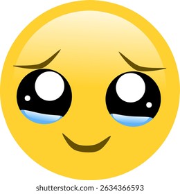 Emoticon Face Touched with teary eyes or Very Happy Vector