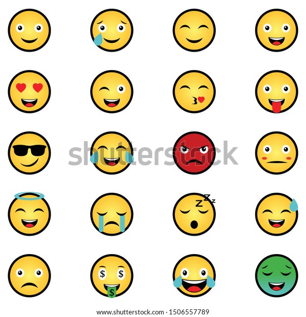 Emoticon Faces Gestures Bundle Icons Vector Stock Vector (Royalty Free ...