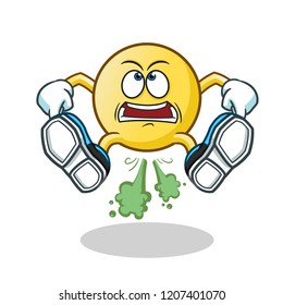emoticon fart jumping mascot vector cartoon illustration