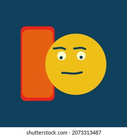 Emoticon fat boy with smartphone