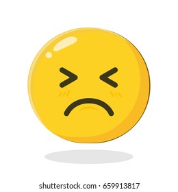 Emoticon feel bad. Cartoon Isolated vector illustration on white background