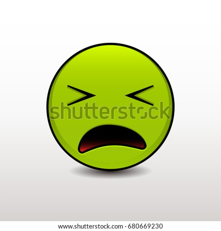 Emoticon feeling sick and nauseous about to throw up. Vector emoji smiley