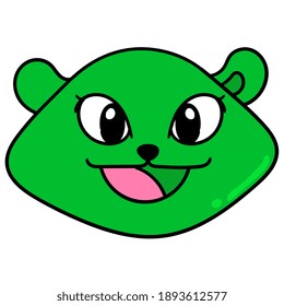 emoticon female animal head laughs pretty, character cute doodle draw. vector illustration
