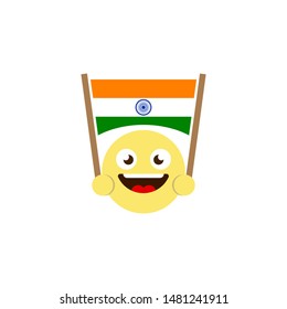 emoticon flag of india vector icon isolated on white background