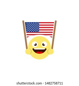 emoticon flag of united state of america vector icon isolated on white background