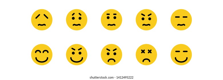 Emoticon flat set vector icon