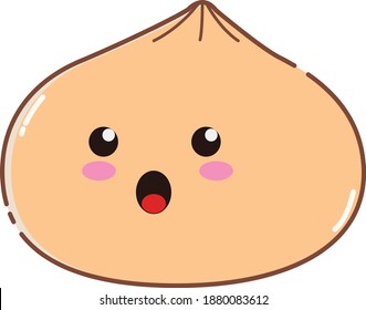 Emoticon in the form of a meatbun cake with a variety of cute expressions, suitable for social media stickers or for sale products.