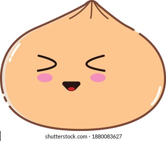 Emoticon in the form of a meatbun cake with a variety of cute expressions, suitable for social media stickers or for sale products.