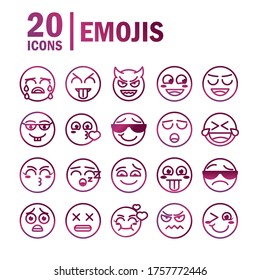 emoticon funny smiley faces expression icons set vector illustration