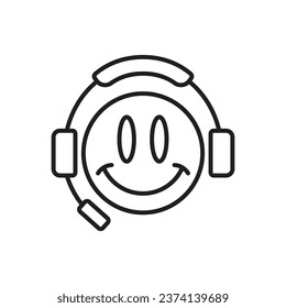 Ilustración vectorial del icono del gamer emoticono. Emoji en un entorno aislado. Concepto de firma de auriculares