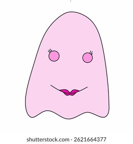 emoticon ghost girl with pink color 
