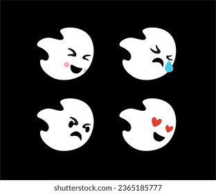 conjunto de logotipos de iconos fantasma de emoticono