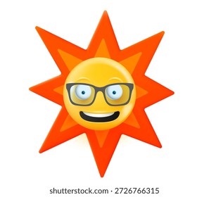 Emoticon com óculos. ilustração de vetor 3d